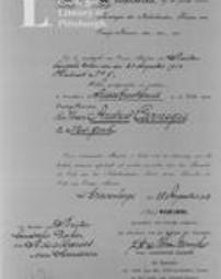 Diploma conferring on Mr. Carnegie the rank of Knight in the Order of Orange Nassau, The Hague-- 25th August, 1913
