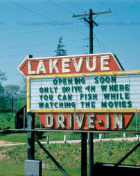 Lakevue Drive-In sign, 1950.