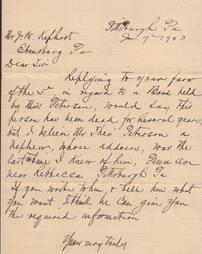 Lewis Irwin letter to J. Kephart