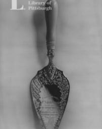 Silver trowel-- ivory handle, used by Mrs. Carnegie in laying the foundation stone of the branch free Library, Authurstone Terrace, Dundee, Scotland, 24th October, 1902