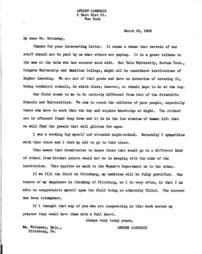 (Andrew Carnegie to Wm. McConway, March 25, 1909 (copy 1))