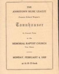 Johnstown Music League: Tannhauser in Concert Form Program