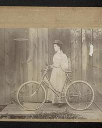 Edith Michaels (at Renovo, [Pa.], with bicycle) (21 Aug., 1897)