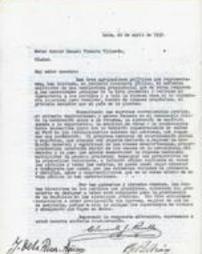 Letter from Beltrán, Revilla and Riva Agüero to Villarán