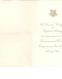 Commencement Exercises Invitation June 21, 1895