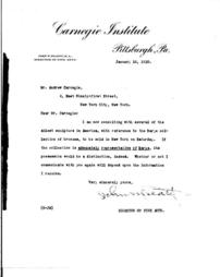 (John W. Beatty to Andrew Carnegie, January 18, 1910)