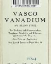 Vasco Vanadium : an alloy steel : for tools and all purpose where toughness, durability and efficiency are particularly required