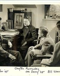 Clayton Farraday with three students, 1945