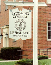 Lycoming College Placard in Front of East Hall