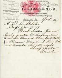 Approval letter to Geary Camp No. 79