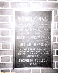 Wendle Hall Plaque