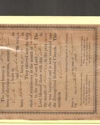 Fraktur, Certificate of Birth and Baptism of Mary Croyle,born 1770-09-07