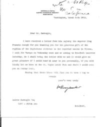 (Unknown correspondent, perhaps the ambassador of Austria Hungary to the U.S., to Andrew Carnegie, March 4, 1910)