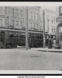 Warren-Jamestown Street Railway Co Passenger and Baggage Car at Liberty Street (circa 1906)