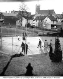 Ice skating on the Tennis Courts