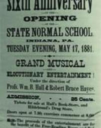 Poster for the Sixth Anniversary of the Indiana State Normal School