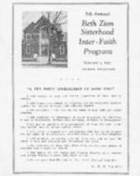 Beth Zion Temple Sisterhood's 5th Annual Inter-Faith Program