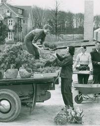 1954 Philadelphia Flower. Crew from the School of Horticulture for Women. Loading a Truck with Plants for Their Exhibit