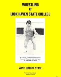 Lock Haven State College vs. West Liberty State wrestling match program, Al Fricke