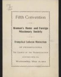 Fifth Convention of the Woman's Home and Foreign Missionary Society of the Evangelical Lutheran Ministerium of Pennsylvania