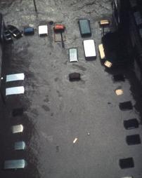 Wilkes-Barre, PA - Military Helicopter Aerial of Cars - Hurricane Agnes Flood