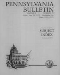 Pennsylvania bulletin Subject Index for 1972 January-June