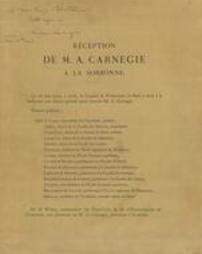Reception de M.A. Carnegie a la Sorbonne