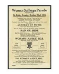 The Woman's Justice Bell flyer for Philadelphia Parade