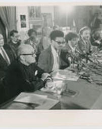 Monsignor Charles Owen Rice Seated at Panel for March on the Pentagon Photograph 