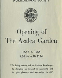 Azalea Garden. Brochure. Cover. 1954