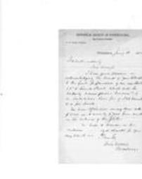 Thank you letter from Historical Society, 1883