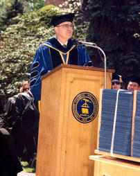 Dr. James E. Douthat Addresses Audience, Commencement 1995