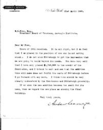 (Andrew Carnegie to W.N. Frew, April 21, 1900)