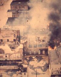 Wilkes-Barre, PA - Military Helicopter Aerial of Northampton St. Fire - Hurricane Agnes Flood