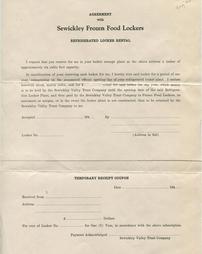 Agreement with Sewickley Frozen Food Lockers