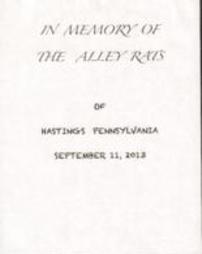 In Memory of the Alley Rats of Hastings Pennsylvania
