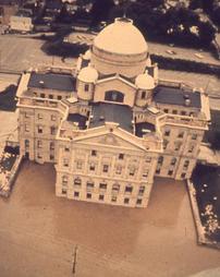 Wilkes-Barre, PA - Military Helicopter Aerial of Luzerne County Courthouse - Hurricane Agnes Flood