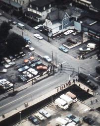 Wilkes-Barre, PA - Military Helicopter Aerial of Streets POST Hurricane Agnes Flood