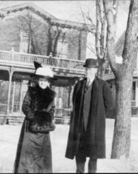 William and Louise Livengood standing in the snow