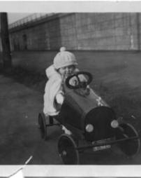 Anna Dibert Bates in a toy car