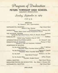 Program of Dedication, Peters Township High School, 1969.