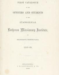 First Catalogue of the Evangelical Lutheran Missionary Institute