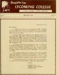 Newsletter from Lycoming College, September 1956