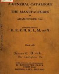 A general catalogue of the manufactures of Adam Hilger, Ltd.