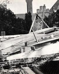 Brown Library roof under construction, June 27, 1906
