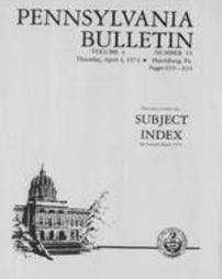 Pennsylvania bulletin Subject Index for 1974 January-March