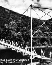 Suspension Footbridge over Picturesque Pine Creek at Boy Scouts' Camp Kline