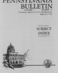 Pennsylvania bulletin Subject Index for 1973 January-March