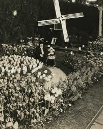 1933 Philadelphia Flower Show. Woman and Child by Windmill