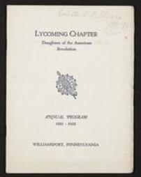 Lycoming Chapter Daughters of the American Revolution. Annual Program 1931-1932. Williamsport, Pennsylvania.